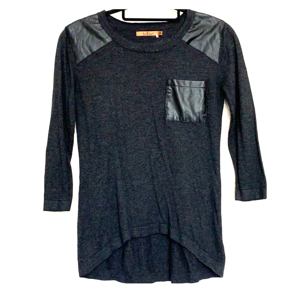 Hi-Lo Sweater with Faux Leather Accents
